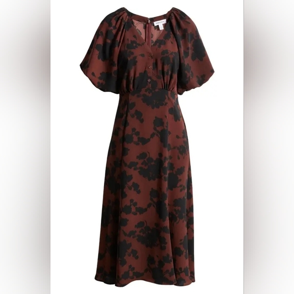 Nordstrom Puff Sleeve Midi Dress - Picture 2 of 8